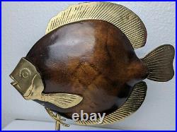 Rare Vintage Frederick Cooper Brass and Wood Fish Sculpture Beautiful MCM Decor