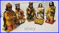Rare Vintage Hand Carved Polychrome Santos Primitive Religious Nativity withJesus