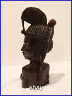 Rare Vintage Hand Carved Wood Sculpture Of The Bust Of An African Woman