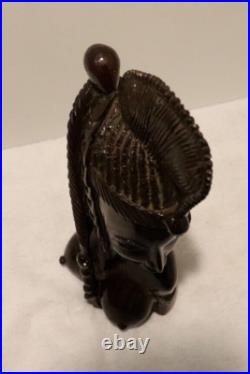 Rare Vintage Hand Carved Wood Sculpture Of The Bust Of An African Woman