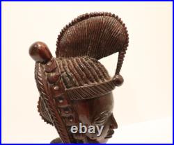 Rare Vintage Hand Carved Wood Sculpture Of The Bust Of An African Woman