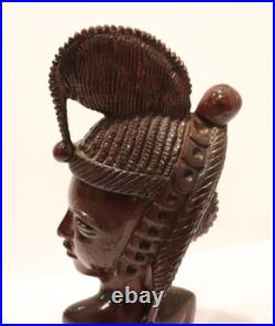 Rare Vintage Hand Carved Wood Sculpture Of The Bust Of An African Woman
