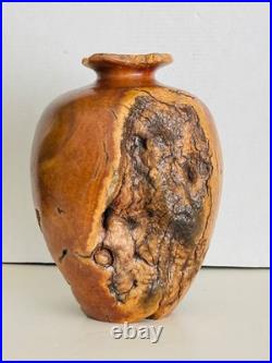 Rare Vintage Korbly Woodworks Abstract Turned Burl Wood Sculpture/ Art Vase