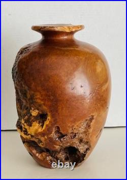 Rare Vintage Korbly Woodworks Abstract Turned Burl Wood Sculpture/ Art Vase