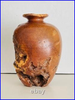 Rare Vintage Korbly Woodworks Abstract Turned Burl Wood Sculpture/ Art Vase