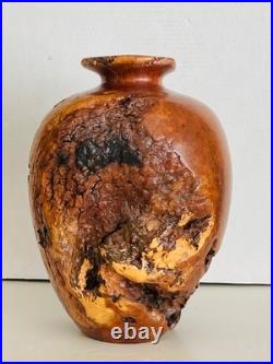 Rare Vintage Korbly Woodworks Abstract Turned Burl Wood Sculpture/ Art Vase