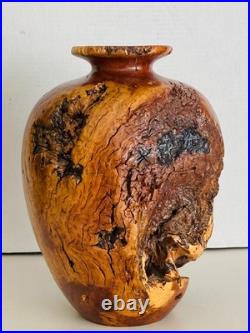 Rare Vintage Korbly Woodworks Abstract Turned Burl Wood Sculpture/ Art Vase