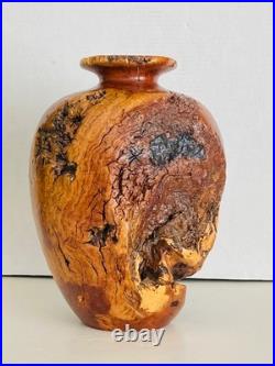 Rare Vintage Korbly Woodworks Abstract Turned Burl Wood Sculpture/ Art Vase