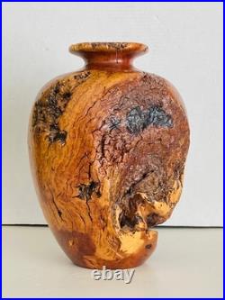 Rare Vintage Korbly Woodworks Abstract Turned Burl Wood Sculpture/ Art Vase