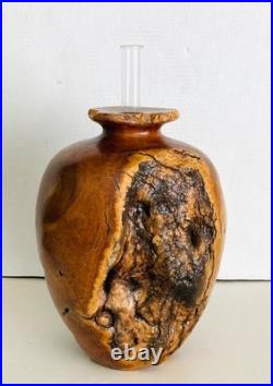 Rare Vintage Korbly Woodworks Abstract Turned Burl Wood Sculpture/ Art Vase