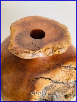 Rare Vintage Korbly Woodworks Abstract Turned Burl Wood Sculpture/ Art Vase