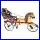 Rare Vintage Large Carved Wood Horse & Carriage with Man Jockey Sculpture