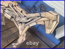 Rare Vintage Reclaimed Driftwood Horse Wood Modern Art Sculpture Metal Mane Tail