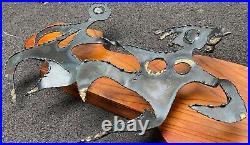 Rare Vintage Witco Sculptural Steel Wood Wall Hanging Mid Century MCM Wilrongo