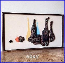 Rare Vintage Witco Still Life Wood Sculpture Wall Hanging 1960s Retro Tiki MCM