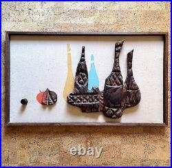 Rare Vintage Witco Still Life Wood Sculpture Wall Hanging 1960s Retro Tiki MCM