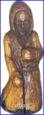 Rare Vintage Wood Carving Boxer Fighter Sculpture 23 Tall Hand Carved MMA UFC