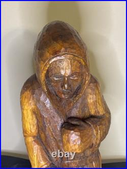 Rare Vintage Wood Carving Boxer Fighter Sculpture 23 Tall Hand Carved MMA UFC