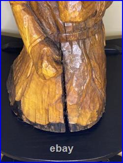 Rare Vintage Wood Carving Boxer Fighter Sculpture 23 Tall Hand Carved MMA UFC