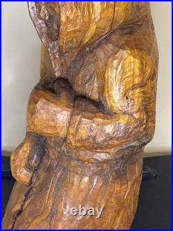 Rare Vintage Wood Carving Boxer Fighter Sculpture 23 Tall Hand Carved MMA UFC