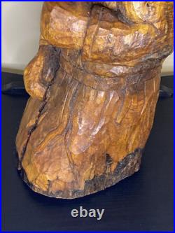Rare Vintage Wood Carving Boxer Fighter Sculpture 23 Tall Hand Carved MMA UFC