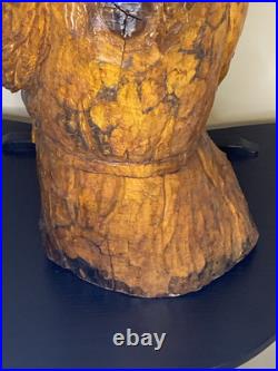 Rare Vintage Wood Carving Boxer Fighter Sculpture 23 Tall Hand Carved MMA UFC