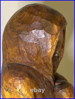 Rare Vintage Wood Carving Boxer Fighter Sculpture 23 Tall Hand Carved MMA UFC