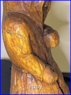 Rare Vintage Wood Carving Boxer Fighter Sculpture 23 Tall Hand Carved MMA UFC