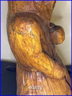 Rare Vintage Wood Carving Boxer Fighter Sculpture 23 Tall Hand Carved MMA UFC