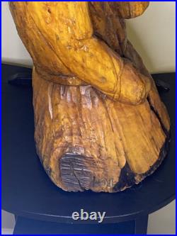 Rare Vintage Wood Carving Boxer Fighter Sculpture 23 Tall Hand Carved MMA UFC