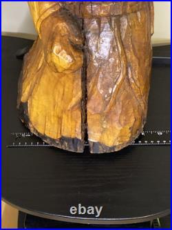 Rare Vintage Wood Carving Boxer Fighter Sculpture 23 Tall Hand Carved MMA UFC