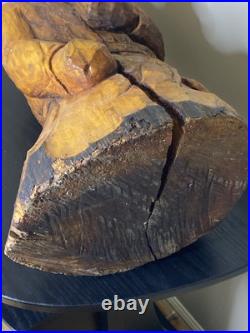 Rare Vintage Wood Carving Boxer Fighter Sculpture 23 Tall Hand Carved MMA UFC