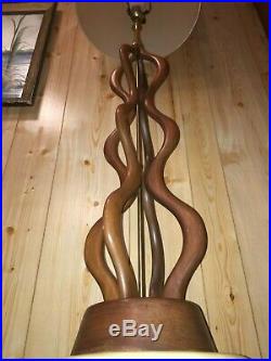 Rare Vtg 1950's Atomic Sculptural Bent Wood Lamp MCM Danish Teak Stunning