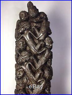 Rare Vtg African Art Makonde Family Tree Of Life Carved Wood Sculpture Heavy