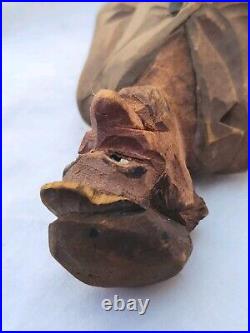 Rare Vtg Carved Wood Sculpture Artist Carl Johan Trygg Wooden 6.5 Hobo Figure