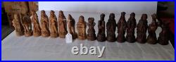 Rare Vtg Figural Chess Set Hand Carved Solid Olive Wood Israel Complete Set (32) Rare Vtg Figural Chess Set Hand Carved Solid Olive Wood Israel Complete Set (32)
