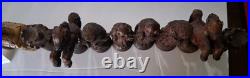 Rare Vtg Figural Chess Set Hand Carved Solid Olive Wood Israel Complete Set (32)