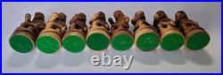 Rare Vtg Figural Chess Set Hand Carved Solid Olive Wood Israel Complete Set (32)