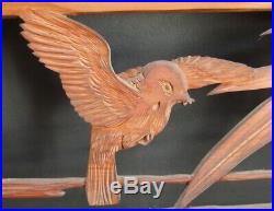Rbs2004 JAPANESE WOOD SCULPTURE RANMA BAMBOO SPARROW 42.7 inch 108.5 cm VINTAGE