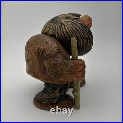 Real Vintage Otto Sveen Mid Century Norway Hand Carved Troll With Walking Stick
