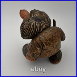 Real Vintage Otto Sveen Mid Century Norway Hand Carved Troll With Walking Stick