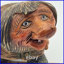 Real Vintage Otto Sveen Mid Century Norway Hand Carved Troll With Walking Stick