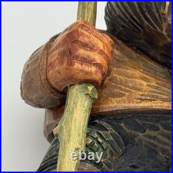 Real Vintage Otto Sveen Mid Century Norway Hand Carved Troll With Walking Stick