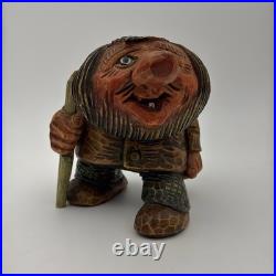 Real Vintage Otto Sveen Mid Century Norway Hand Carved Troll With Walking Stick