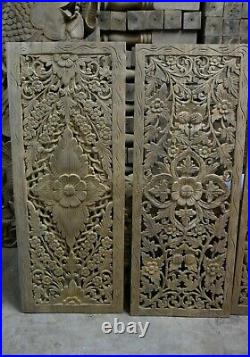 Redefine your home with 2 14 x 35 Luxury fretwork, hand-carved teak wall panel