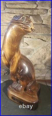 River Gamblor by Tom Taber Vintage Otter Wood Carving Sculpture