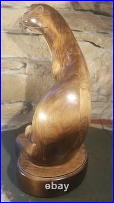 River Gamblor by Tom Taber Vintage Otter Wood Carving Sculpture