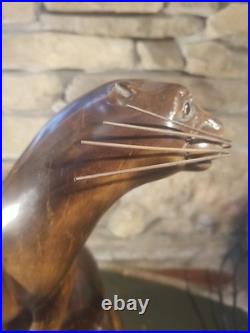 River Gamblor by Tom Taber Vintage Otter Wood Carving Sculpture