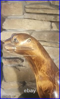 River Gamblor by Tom Taber Vintage Otter Wood Carving Sculpture