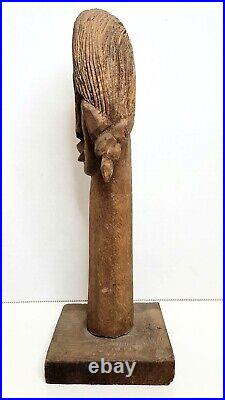 Roger Francois Haitian Artist Wood Carving Vintage Female Bust Head 11